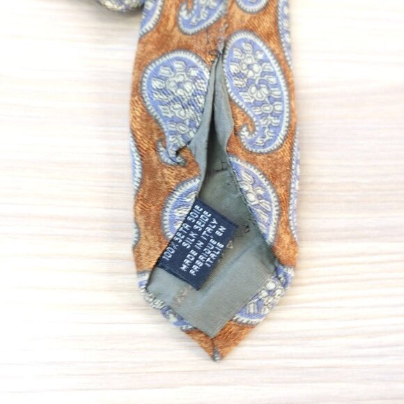 Giorgio Armani Neck Tie Mens Brown Paisley Silk Italian Teardrop Rusty ITALY - Picture 8 of 11